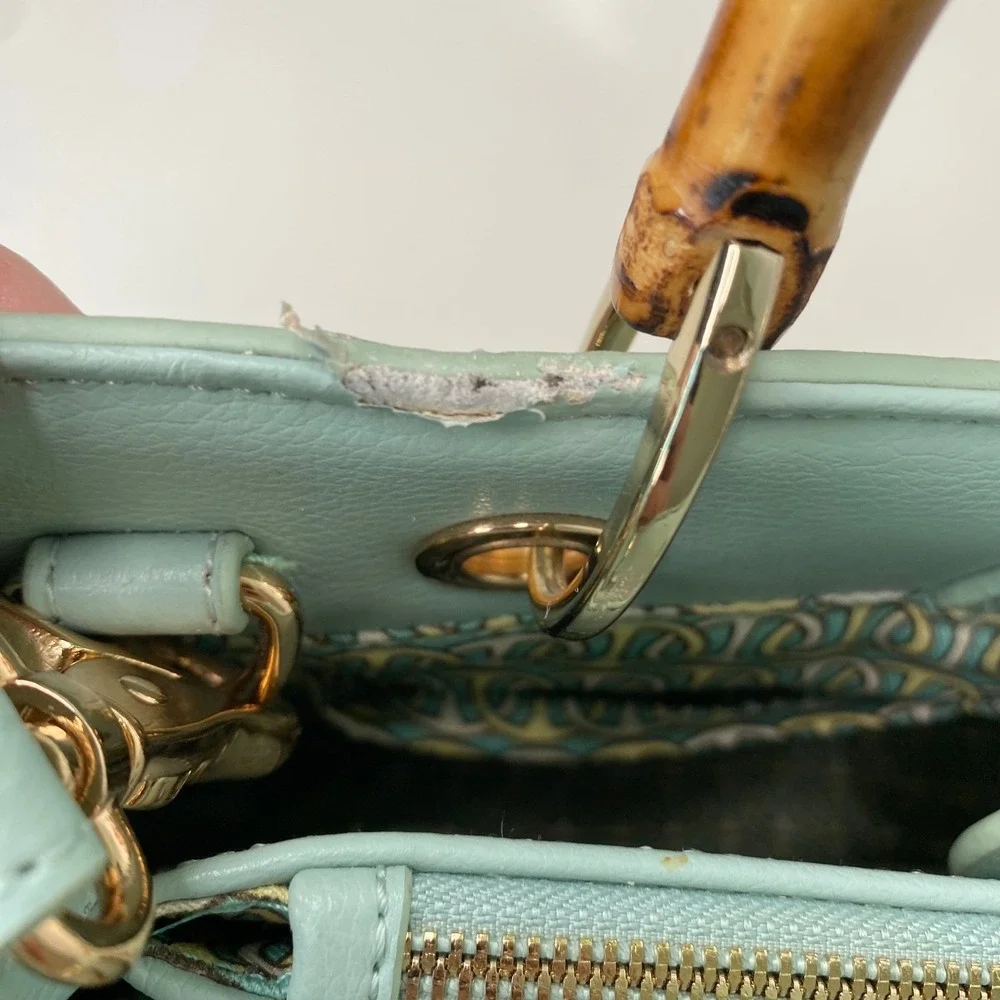 Spartina 449 Sea Salt‎ Bamboo Chic Satchel Bamboo Handle Crossbody Bag Coastal